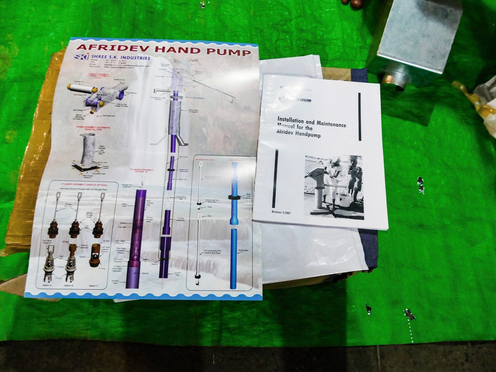 P1070008 Afridev hand pump parts diagram and installation and maintenance manual packed with the shipment