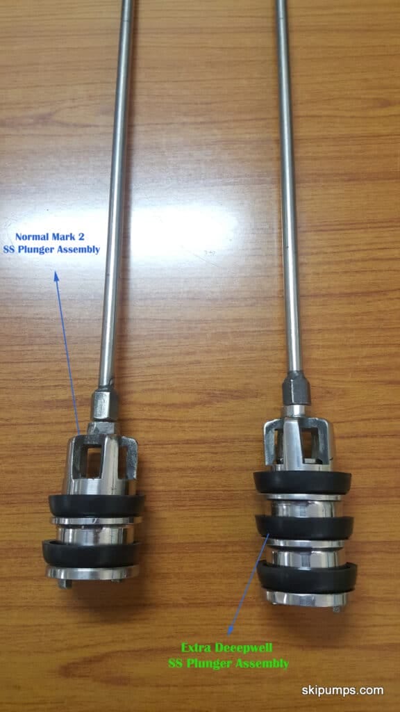 Stainless steel plunger assembly for SKI Extra Deepwell hand pump