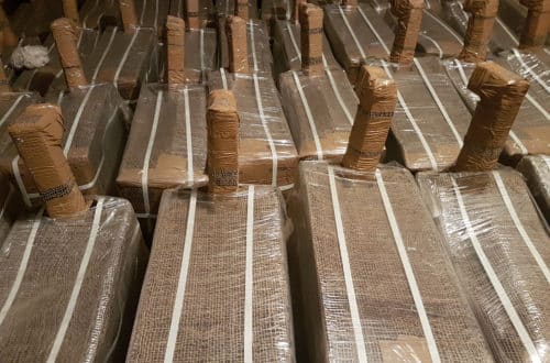 20170223_115408 Hand pump cylinder pipes packed in hessian and plastic wrap, ready for container export